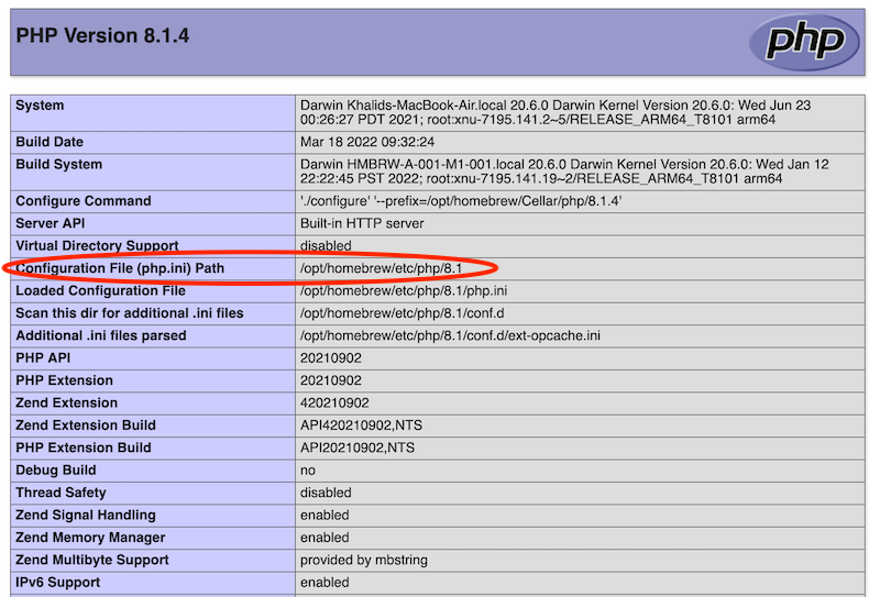 phpinfo